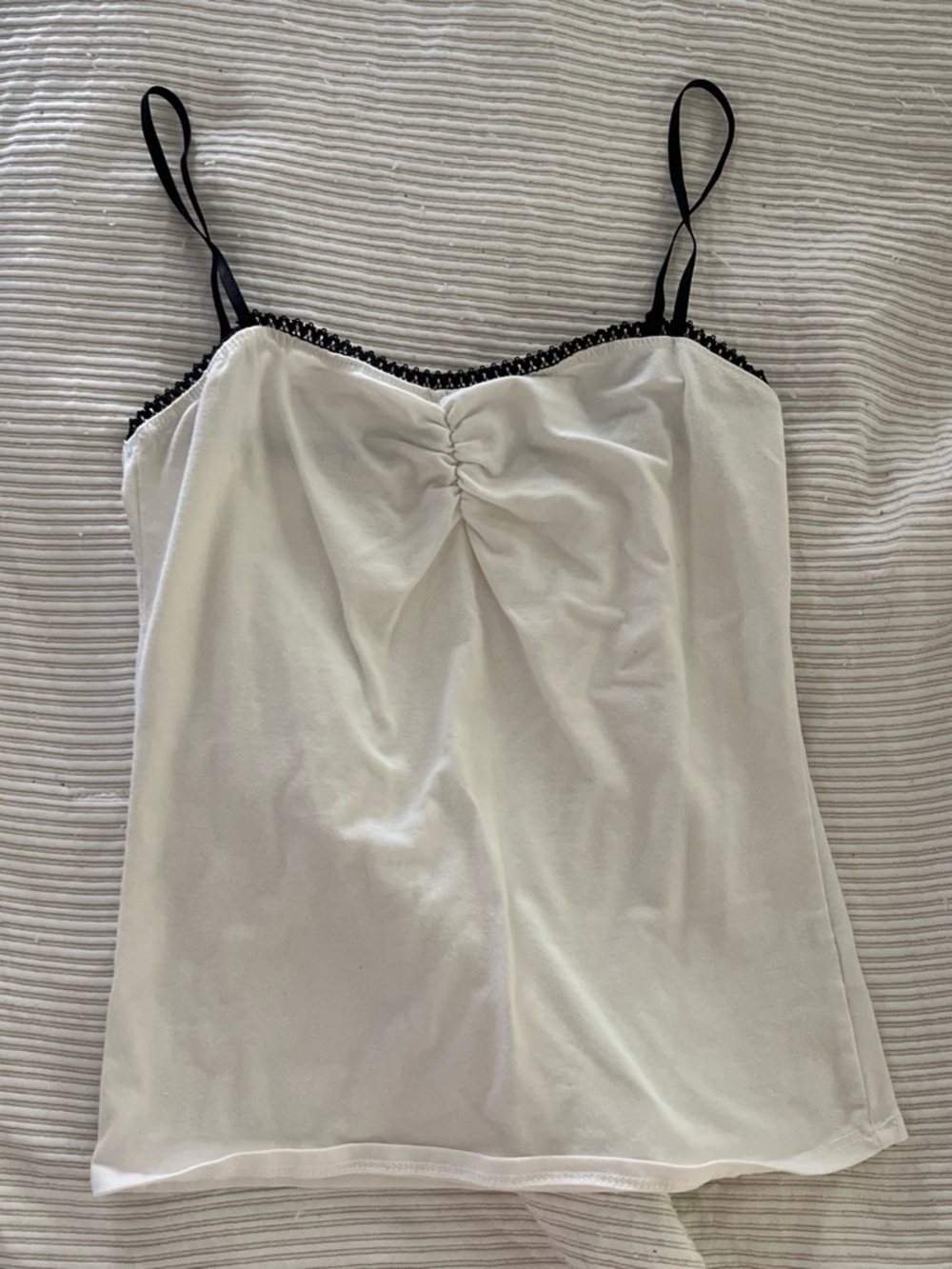 White Camisole with Black lace Trim